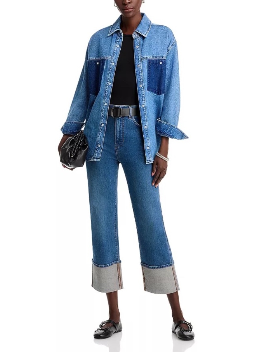 Veronica Beard Dylan Cuffed High Waist Relaxed Straight Leg Jeans (Thriller)
